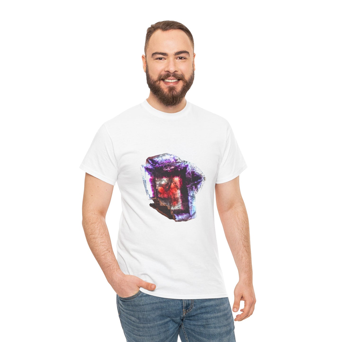 Artistic Unisex Cotton Tee, Trendy Graphic Tee, Casual Wear, Everyday Comfort Tee, Yindu Fluorite