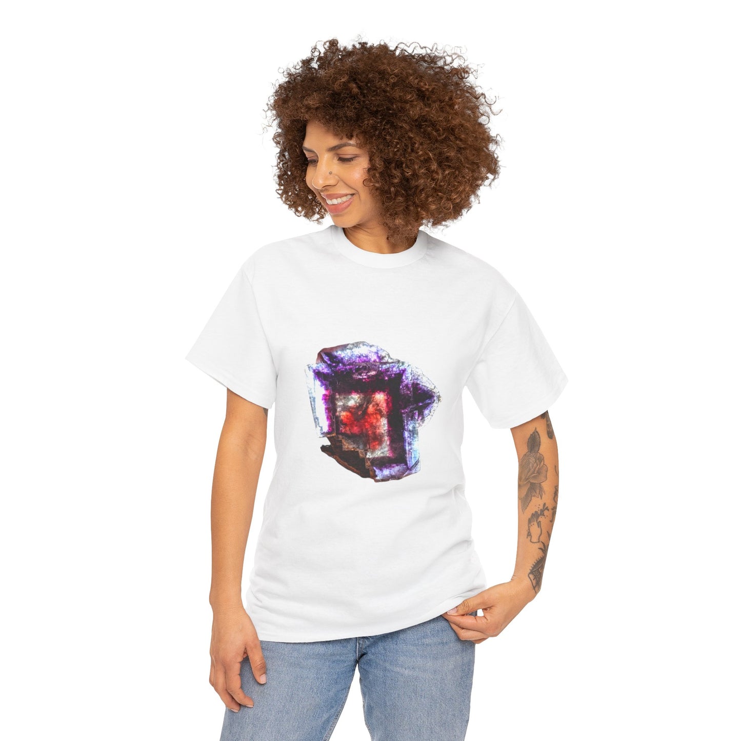 Artistic Unisex Cotton Tee, Trendy Graphic Tee, Casual Wear, Everyday Comfort Tee, Yindu Fluorite