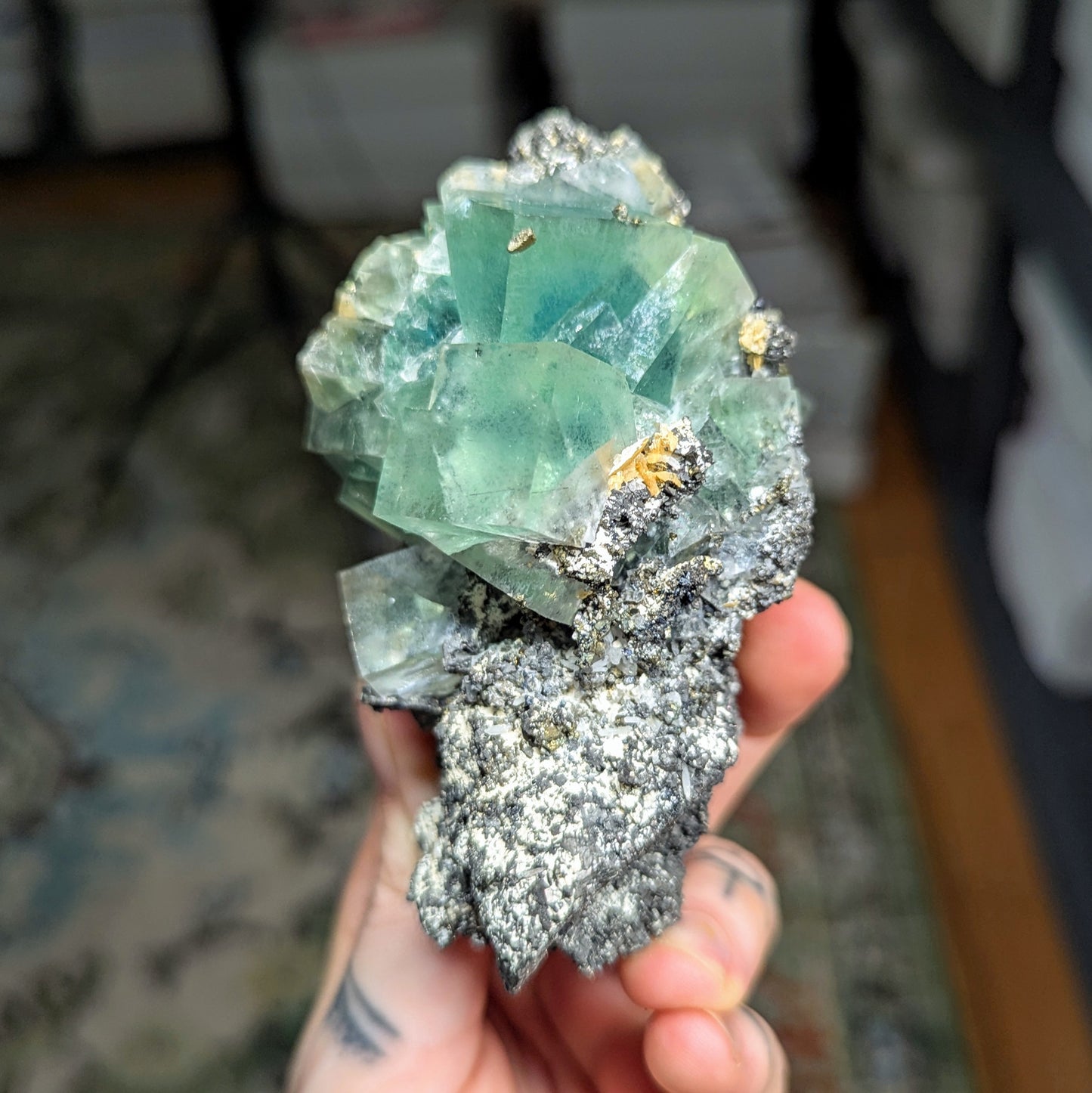 Yaogangxian Teal Fluorite on Matrix