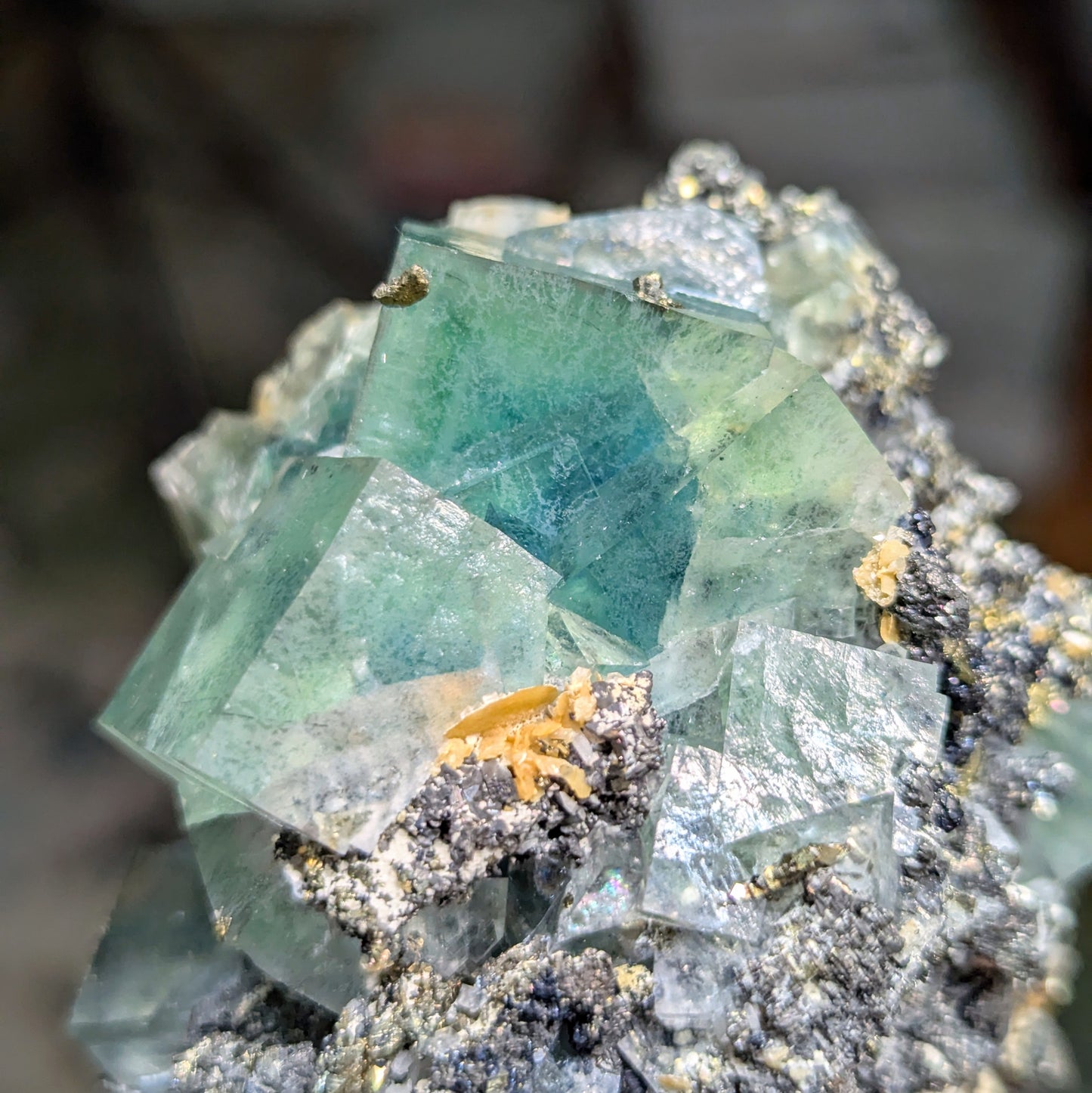 Yaogangxian Teal Fluorite on Matrix