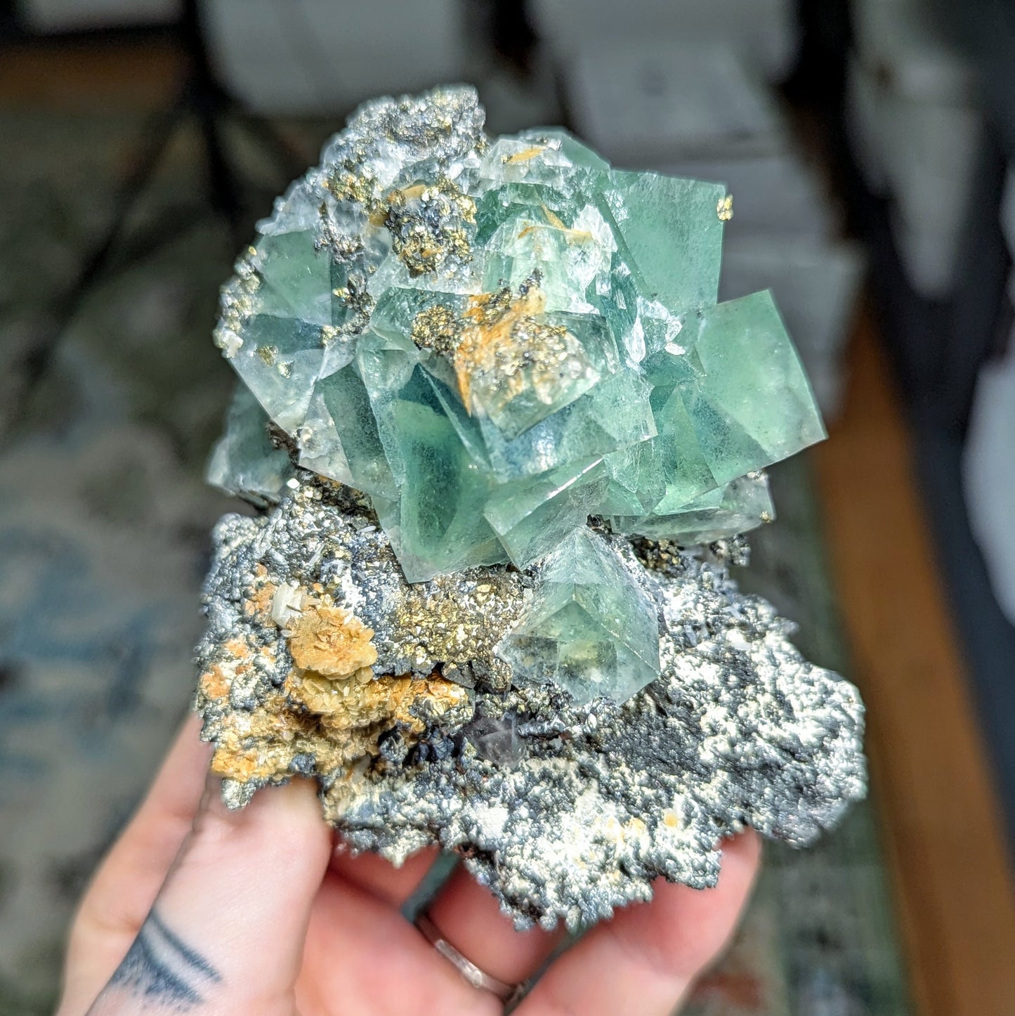 Yaogangxian Teal Fluorite on Matrix