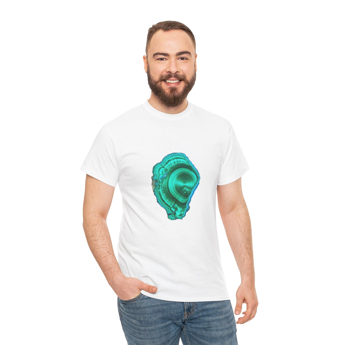 Artistic Unisex Cotton Tee, Trendy Graphic Tee, Casual Wear, Everyday Comfort Tee, Malachite