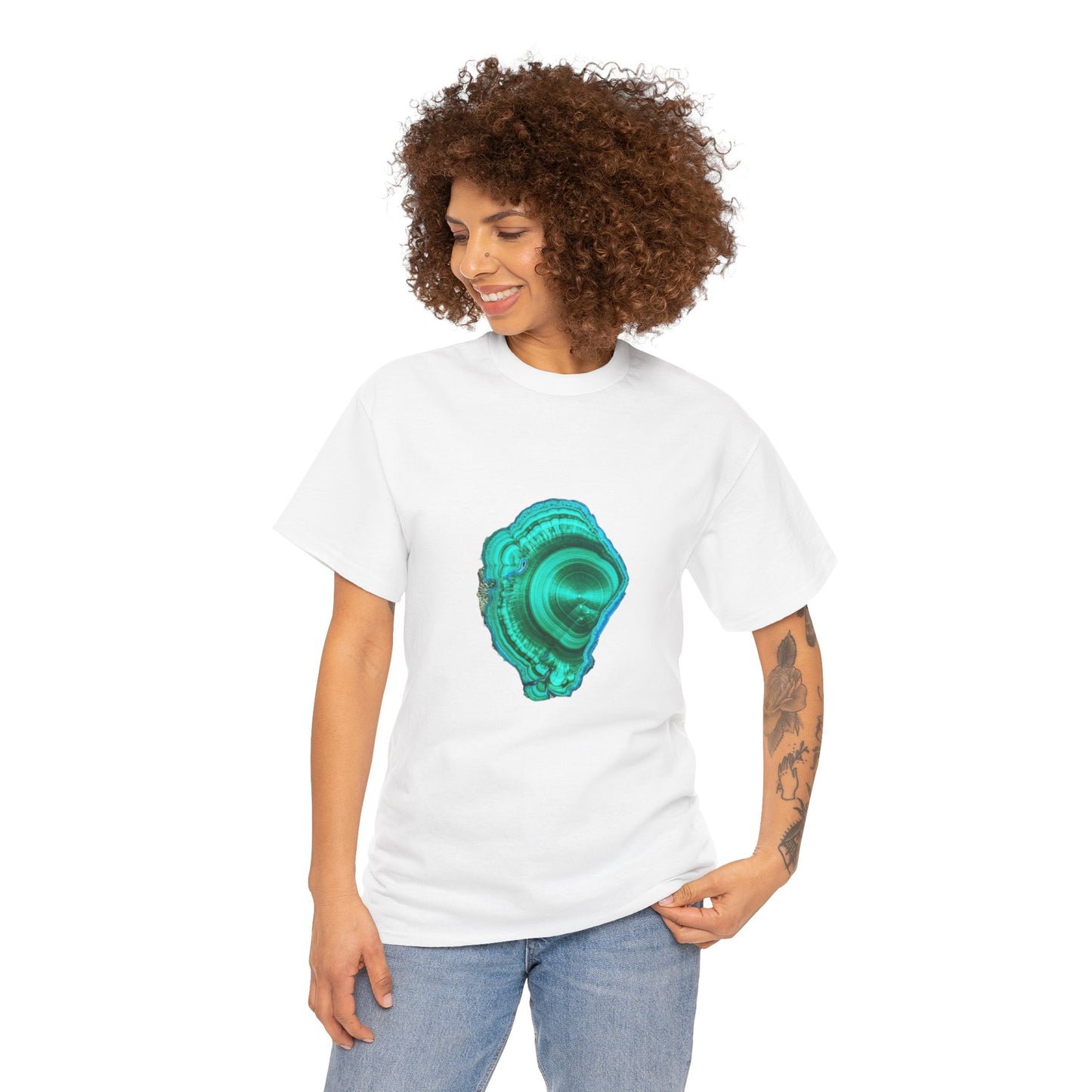 Artistic Unisex Cotton Tee, Trendy Graphic Tee, Casual Wear, Everyday Comfort Tee, Malachite