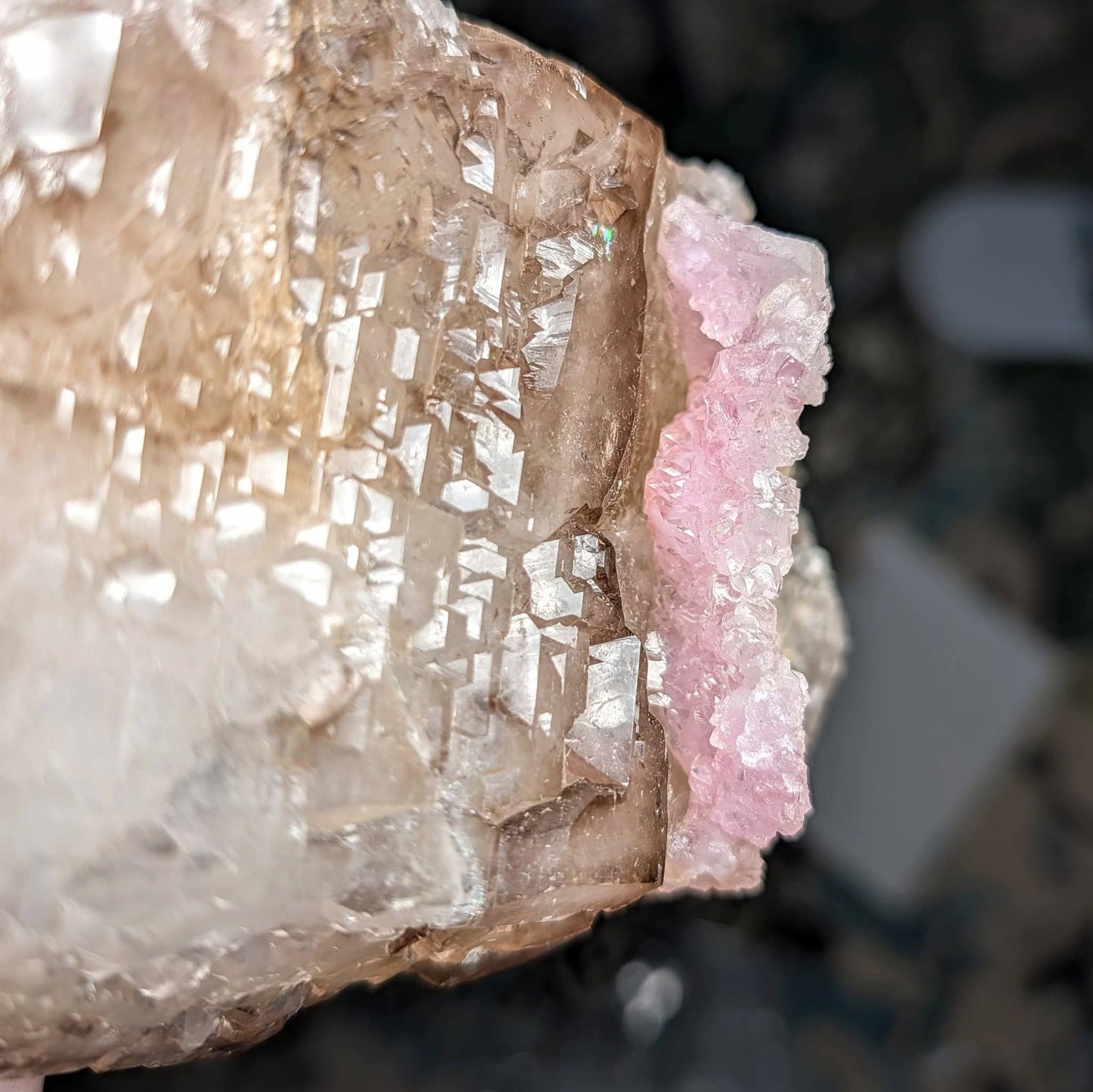 Elestial Smoky with Crystalline Rose Quartz