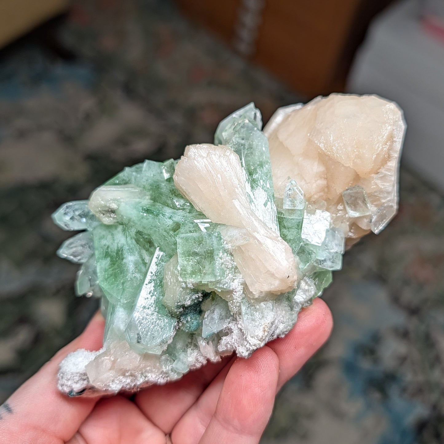 Green Apophyllite and Stilbite