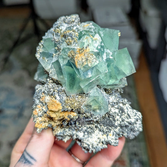 Yaogangxian Teal Fluorite on Matrix